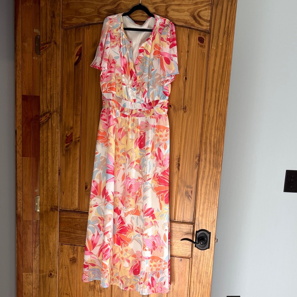 Simplee Apparel Pink Multicolor Floral Maxi Dress